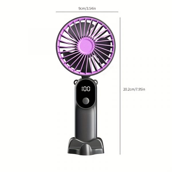 Lot de 4 mini ventilateurs USB portables 3-en-1 pliables avec écran digital – Image 2