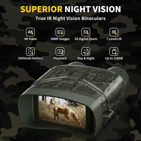 Jumelles Vision Nocturne 4K – Écran HD 3", Batterie 5000mAh, Enregistrement Photo/Vidéo – Image 2