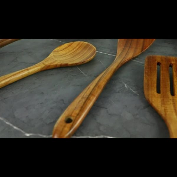 Set Spatule Bois Naturel – Lot de 5 Ustensiles Anti-adhésifs pour Cuisine Éco-Chic – Image 7
