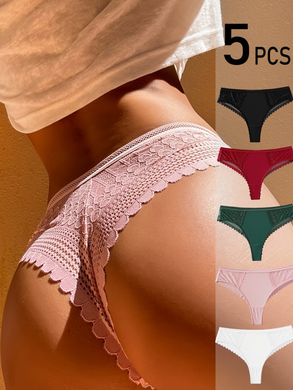 Lot de 5 Strings Dentelle Femme – Confort & Séduction – Image 4