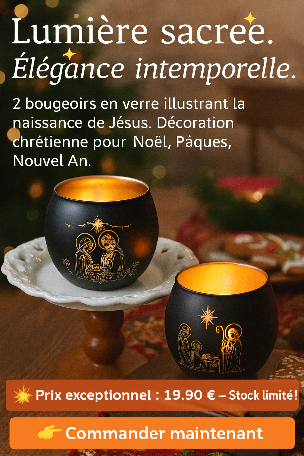 lot de 2 bougeoirs nativité