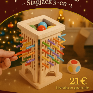 Jeu de société interactif parent-enfant en bois – Slapjack 3-en-1, cadeau de Noël
