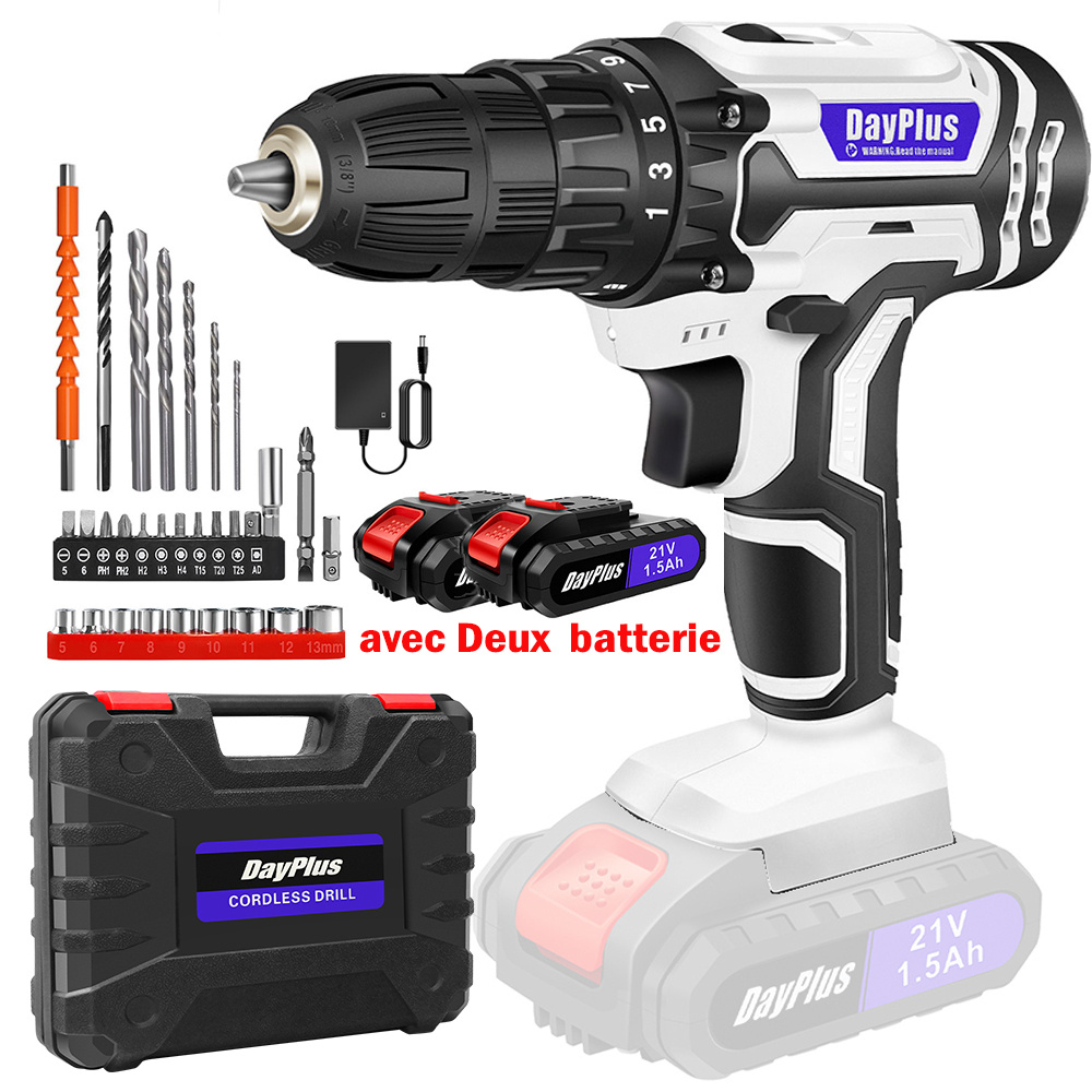 Perceuse Visseuse Sans Fil 21V – Puissante, 45Nm, 29 accessoires, LED et coffret inclus - Image 3