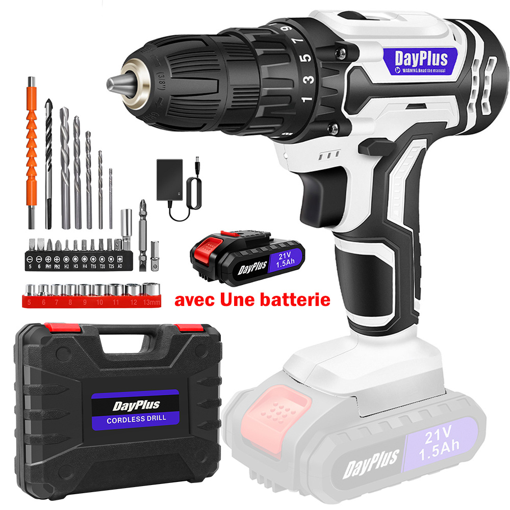 Perceuse Visseuse Sans Fil 21V – Puissante, 45Nm, 29 accessoires, LED et coffret inclus - Image 8