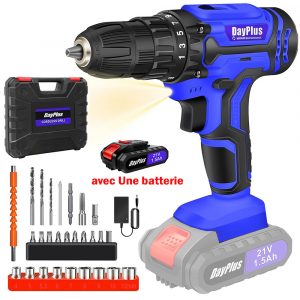 Perceuse Visseuse Sans Fil 21V – Puissante, 45Nm, 29 accessoires, LED et coffret inclus