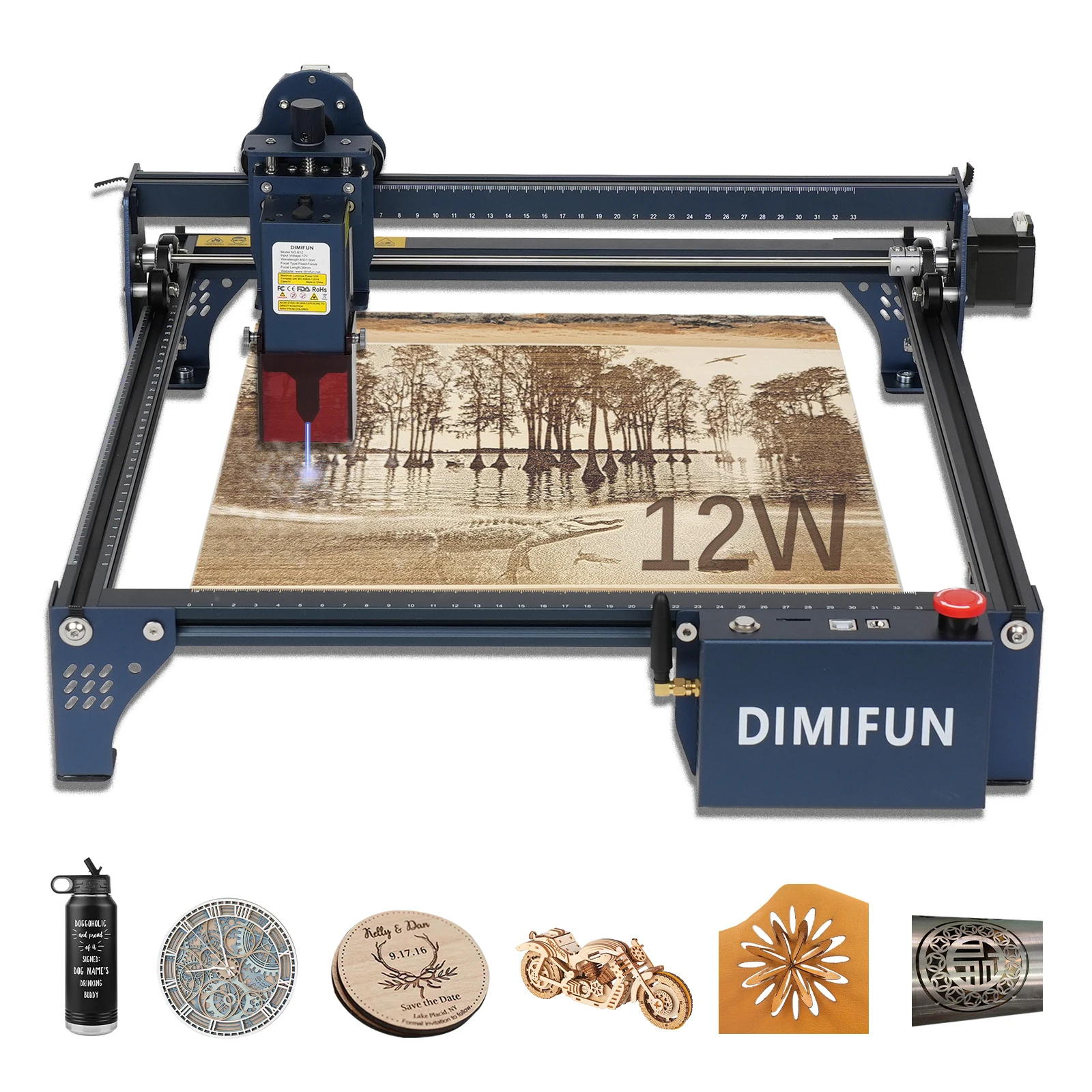 DIMIFUN Laser Master DM6 – Graveur Laser 6W/12W Haute Précision | Découpe Bois Cuir | Marquage Métal | Grande Surface 330×330 mm - Image 4