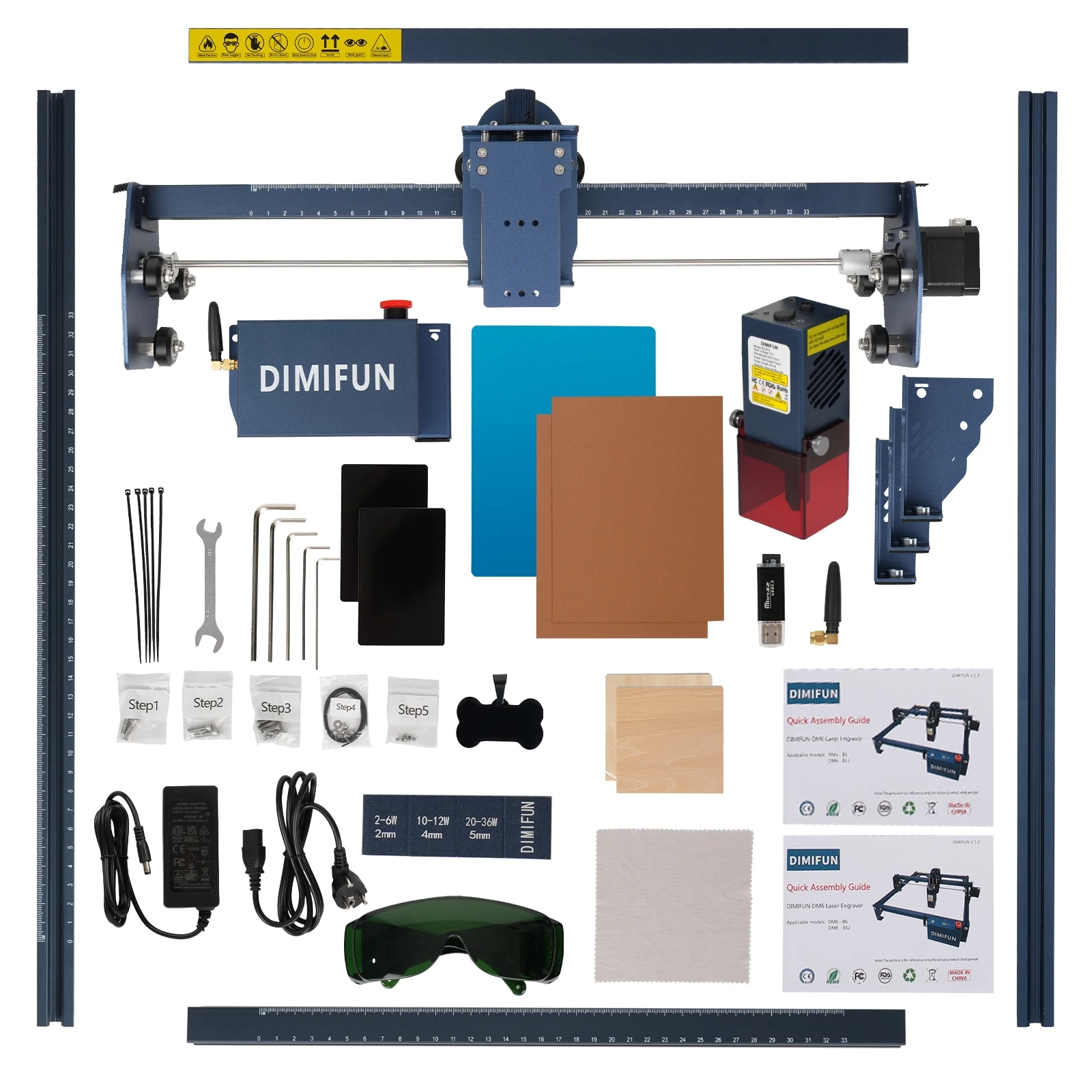 DIMIFUN Laser Master DM6 – Graveur Laser 6W/12W Haute Précision | Découpe Bois Cuir | Marquage Métal | Grande Surface 330×330 mm - Image 3
