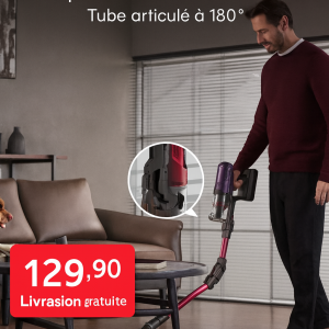 Aspirateur sans fil Ultenic U16 Flex – 50 Kpa, 60 min, tube flexible 180°, station de charge – Idéal poils d’animaux