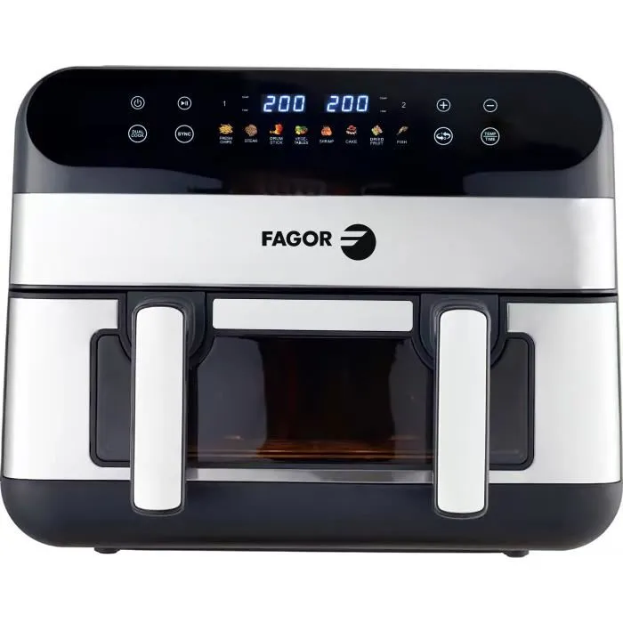 Friteuse sans huile FAGOR FGF10 – Airfryer 10L – Double cuves 4,5L – 2400W – Cuisson saine & rapide – Séparateur amovible - Image 4
