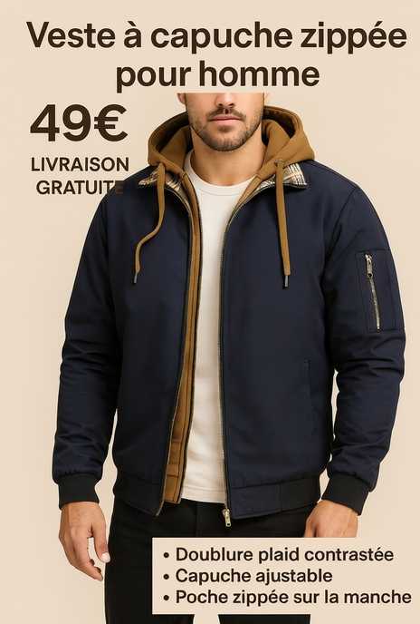 veste chaude zip homme automne hiver