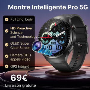 Montre Intelligente Pro 5G OLED – Caméra HD, GPS, IP67, Appels Vidéo + 3 Bracelets