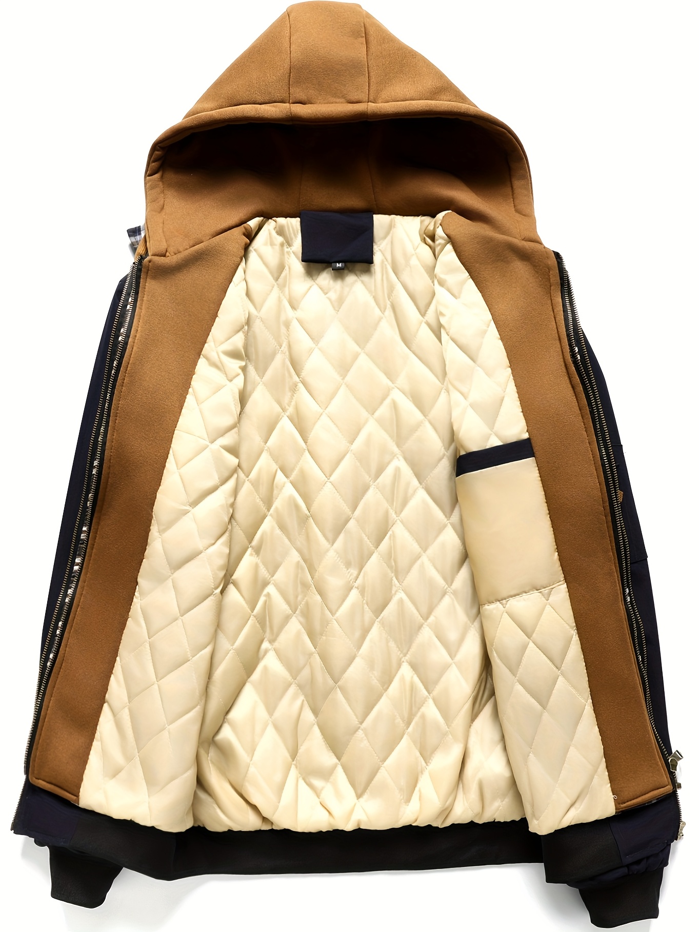 Veste à capuche zippée pour homme à carreaux brun/noir – Coupe ample décontractée - Image 10