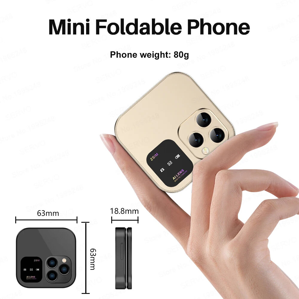 Téléphone Portable Pliable I16 Pro Mini – Clapet 2G GSM, Double SIM, Numérotation Rapide, Radio FM, Voix Magique, Jack 3.5 mm - Image 2