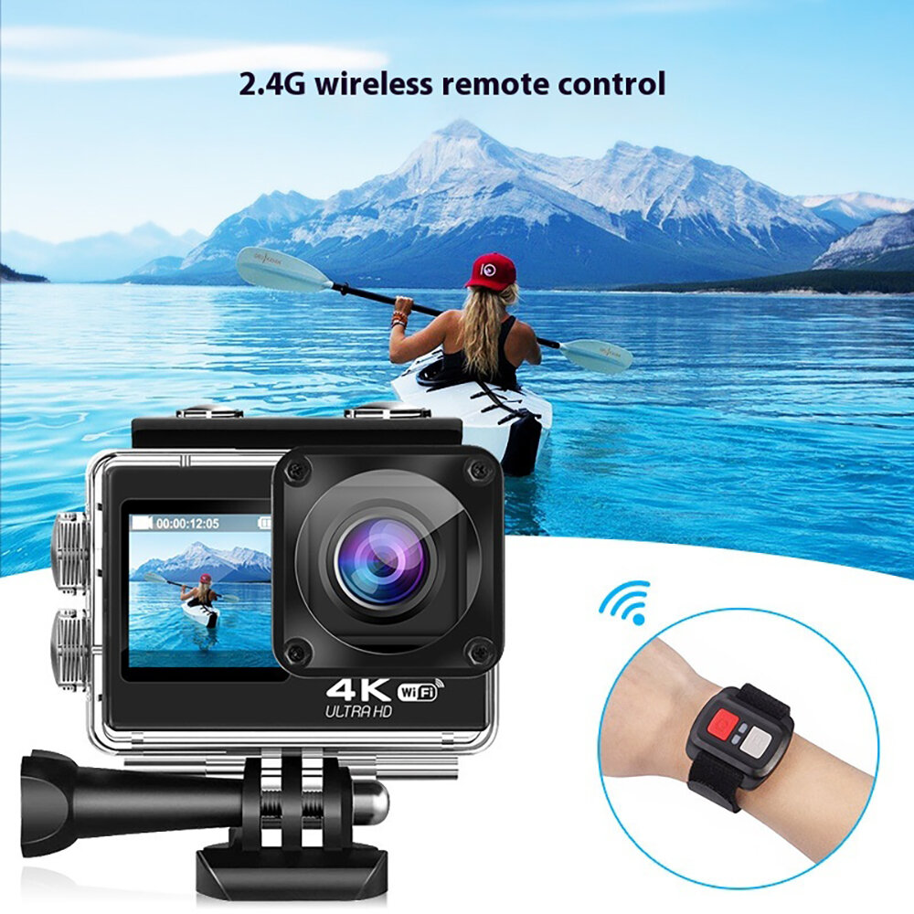 Caméra d’action AUSEK 4K 60fps Double Écran | Stabilisation Anti‑Vibration | Étanche 30 m | WiFi | Télécommande | Grand Angle 170° - Image 9