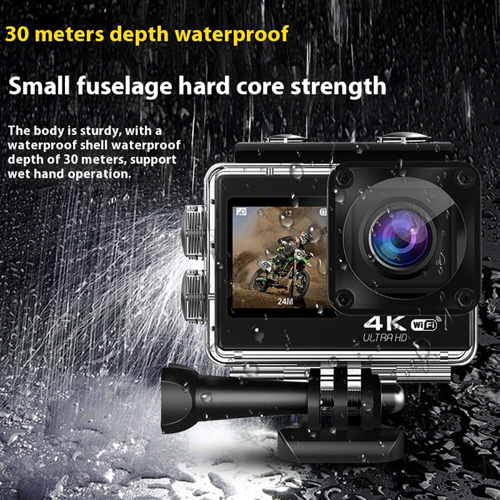 Caméra d’action AUSEK 4K 60fps Double Écran | Stabilisation Anti‑Vibration | Étanche 30 m | WiFi | Télécommande | Grand Angle 170° - Image 8