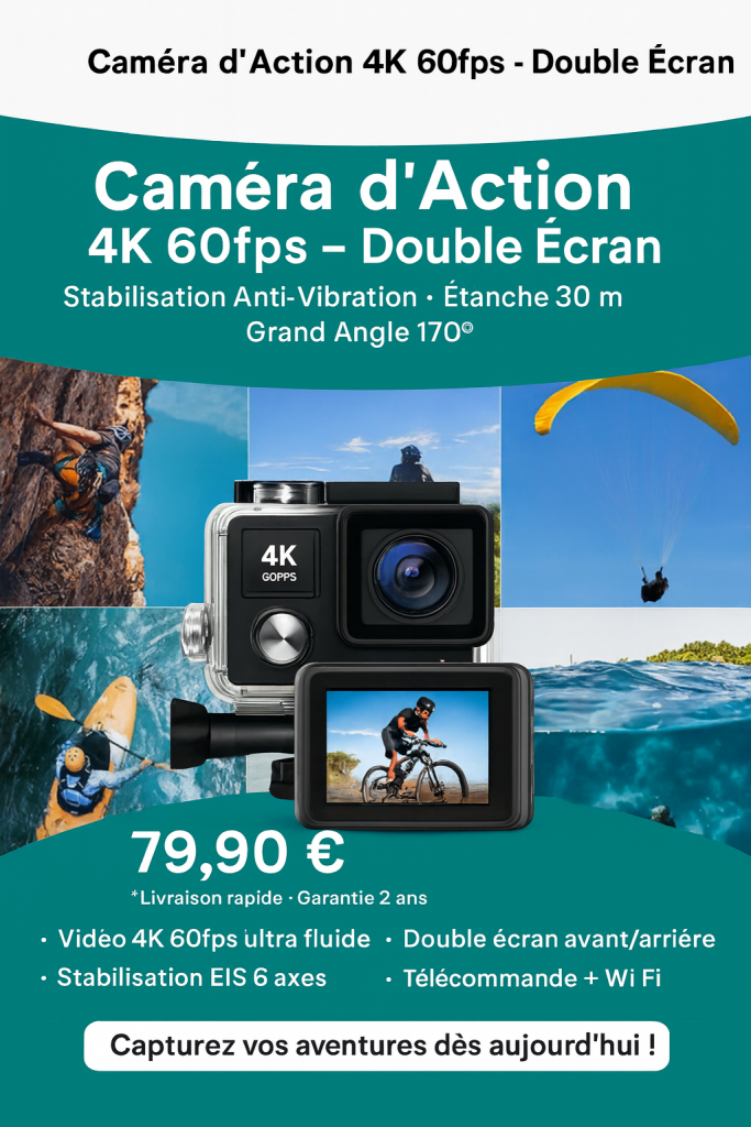 camera daction 4k double ecran