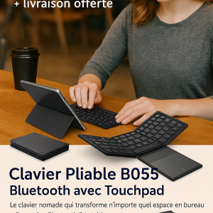 Clavier Pliable B055 Bluetooth avec Touchpad – Le clavier nomade qui transforme n’importe quel espace en bureau