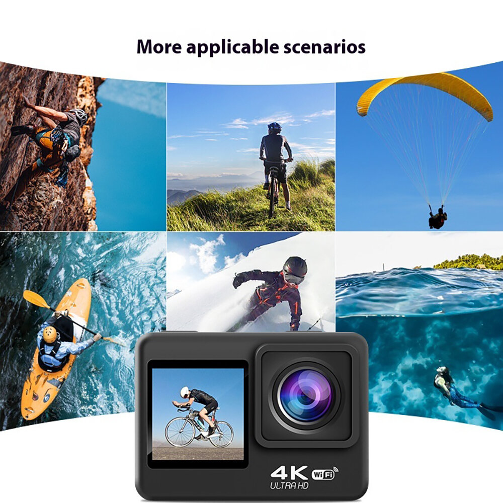 Caméra d’action AUSEK 4K 60fps Double Écran | Stabilisation Anti‑Vibration | Étanche 30 m | WiFi | Télécommande | Grand Angle 170° - Image 5
