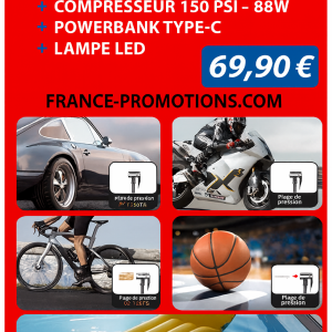 Démarreur de voiture 7000A avec compresseur 150 PSI – Le booster ultra‑puissant et polyvalent