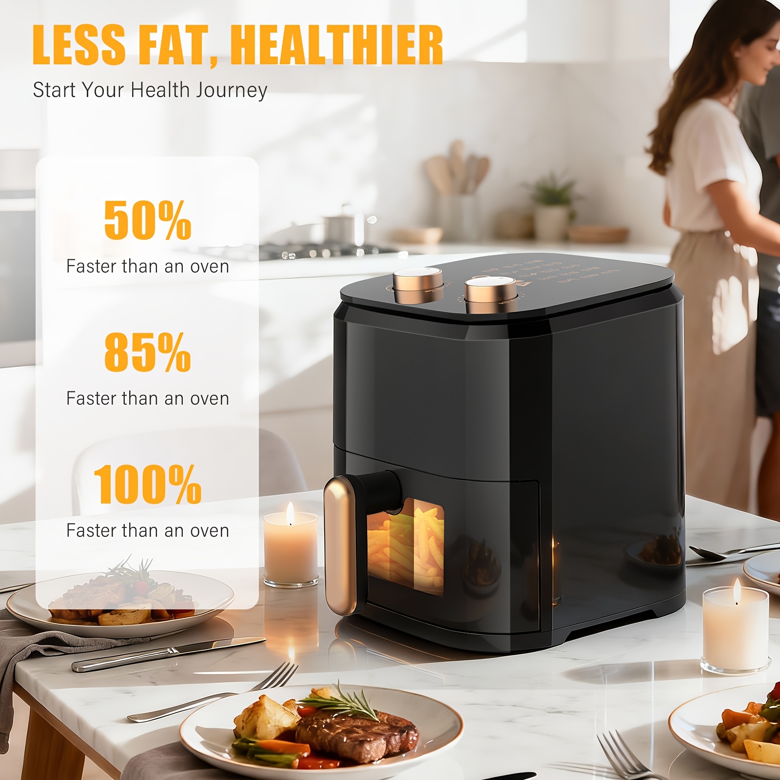Airfryer Friteuse à Air 5L – Capacité Familiale Améliorée avec Fenêtre Visuelle - Image 5