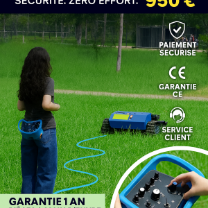 Tondeuse à gazon à chenilles télécommandée – Moteur 4 temps puissant – Coupe-herbe industrielle pour terrains difficiles