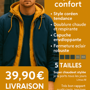 Veste d’hiver à capuche homme Pearson OBM (style coréen)