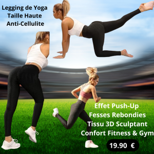 Legging de Yoga Taille Haute Anti‑Cellulite – Effet Push‑Up & Fesses Rebondies – Tissu 3D Sculptant – Confort Fitness & Gym