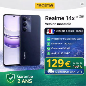 Smartphone Realme 14x 5G – La Puissance qui Simplifie Votre Quotidien Livraison Express France 48h – Garantie 2 ans