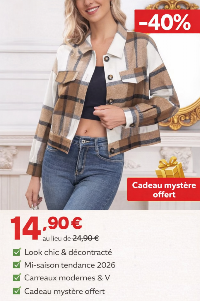 Veste a manches longues et revers a carreaux pour femme haut polyvalent a col en v Style transfron 2