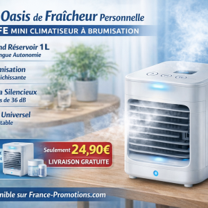 LOVFE Mini Ventilateur Climatiseur à Brumisation (Grand Réservoir, Faible Bruit)