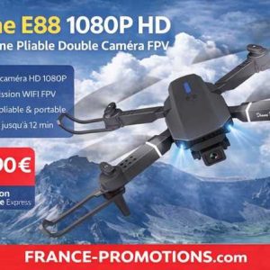 Drone  E88 1080P HD WIFI FPV – Mini Drone Pliable avec Double Caméra Grand Angle & Télécommande