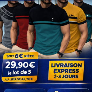 Ensemble de 5 T‑shirts Homme – Respirants, Séchage Rapide, Style Dégradé | Livraison Express Europe