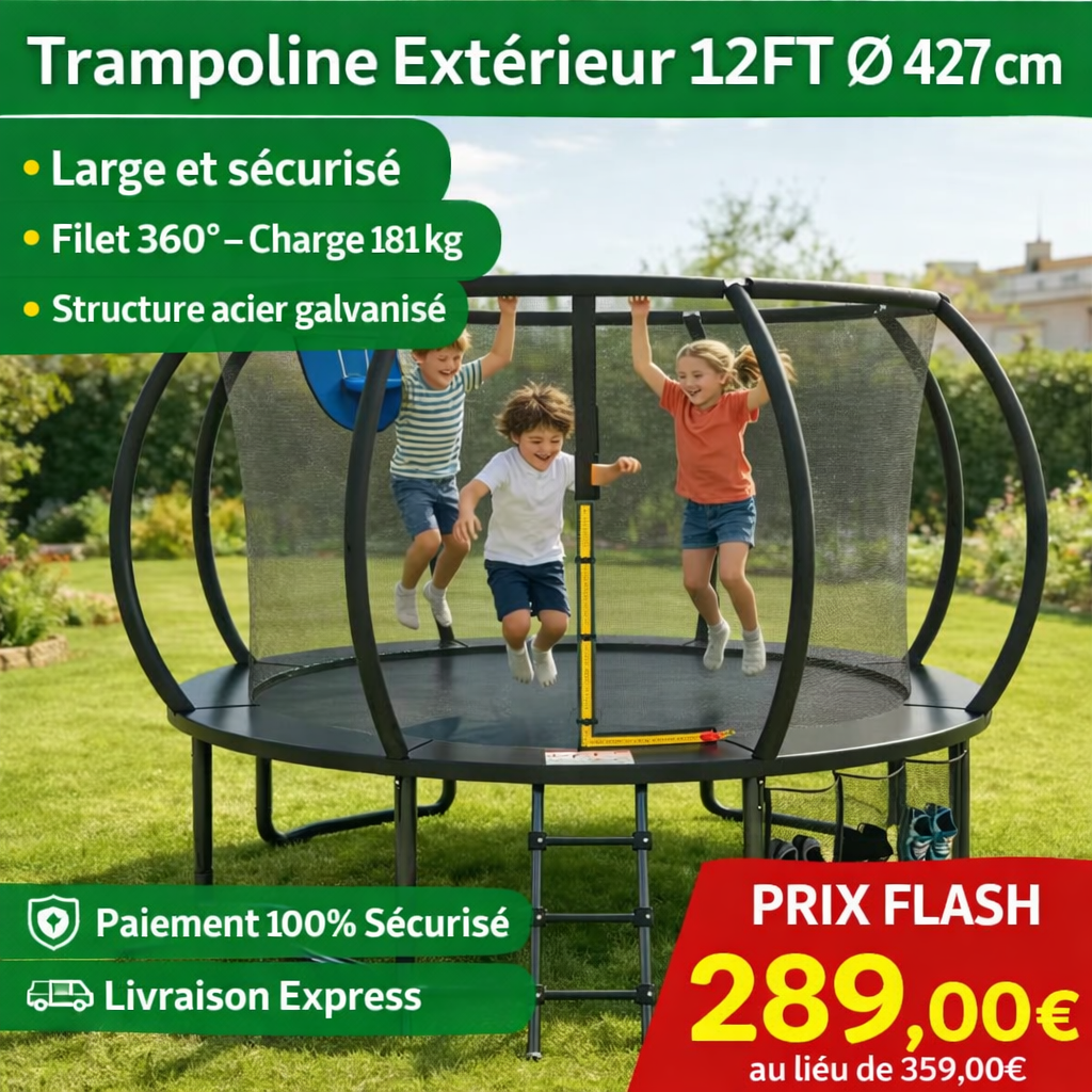 Trampoline familial 360° sécurisé