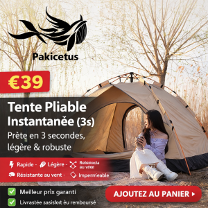 Tente Pliable Instantanée PAKICETUS – Installation 3s Camping - randonnée - training